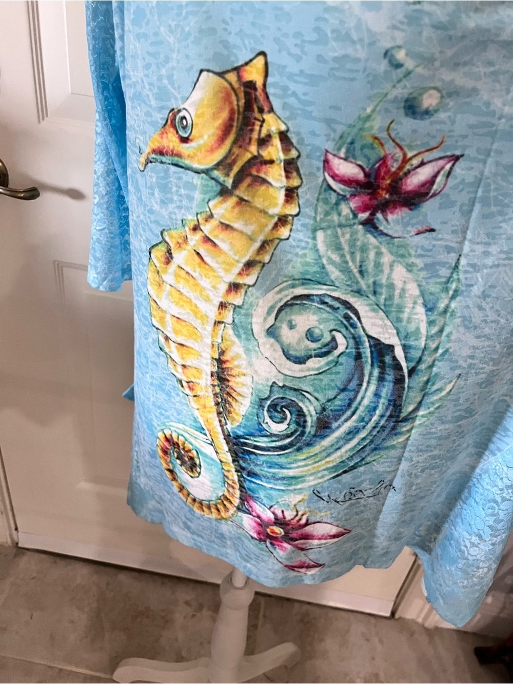 Light Blue Sequin Seahorse Tee - Picture 11 of 11